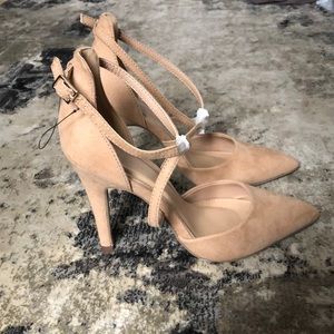 Nude suede d’orsay pumps! NEVER WORN